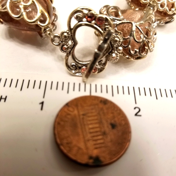 Vecchia Murano Italian Hand-blown heart-shaped purple lilac glass beads bracelet - Picture 7 of 16